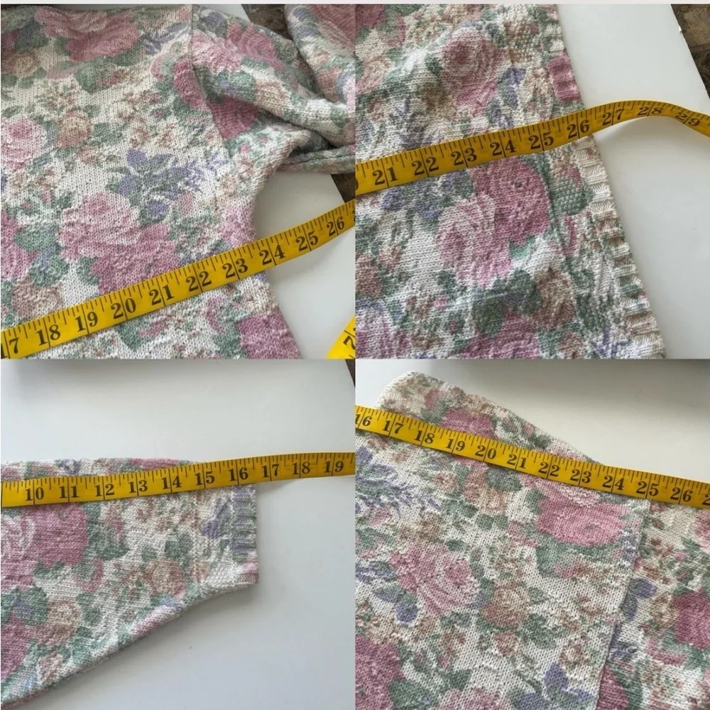 Vintage Glory US Floral Knit Sweater Shabby Chic Rose Print Pastel Pullover. - Picture 6 of 8
